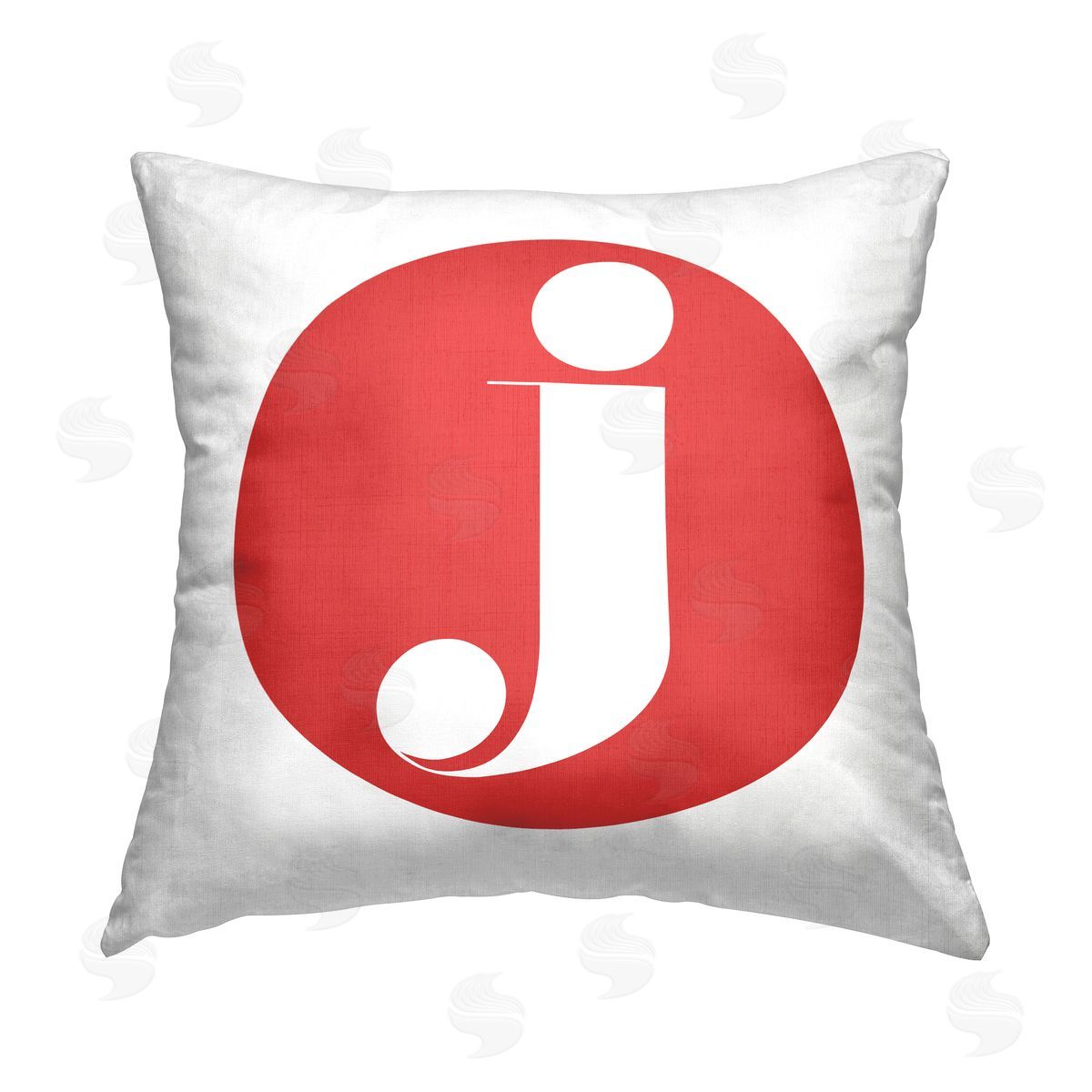 Stupell Studio Red Initial J Printed Plush Polyester Throw Pillow