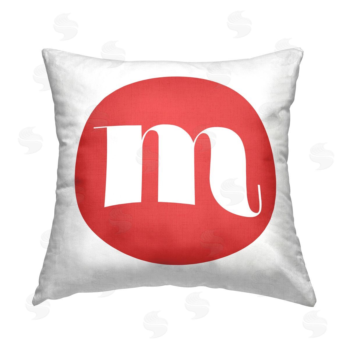 Stupell Studio Red Initial M Printed Plush Polyester Throw Pillow