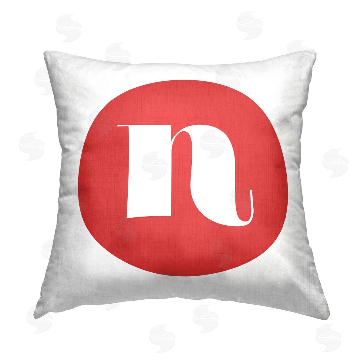 Stupell Studio Red Initial N Printed Plush Polyester Throw Pillow