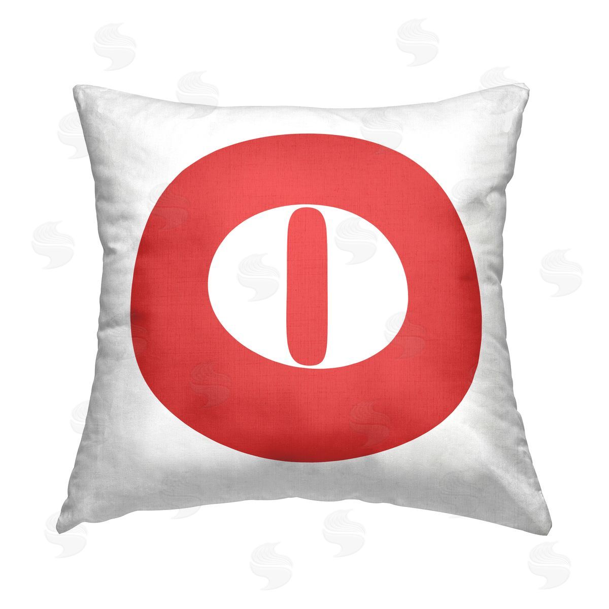 Stupell Studio Red Initial O Printed Plush Polyester Throw Pillow