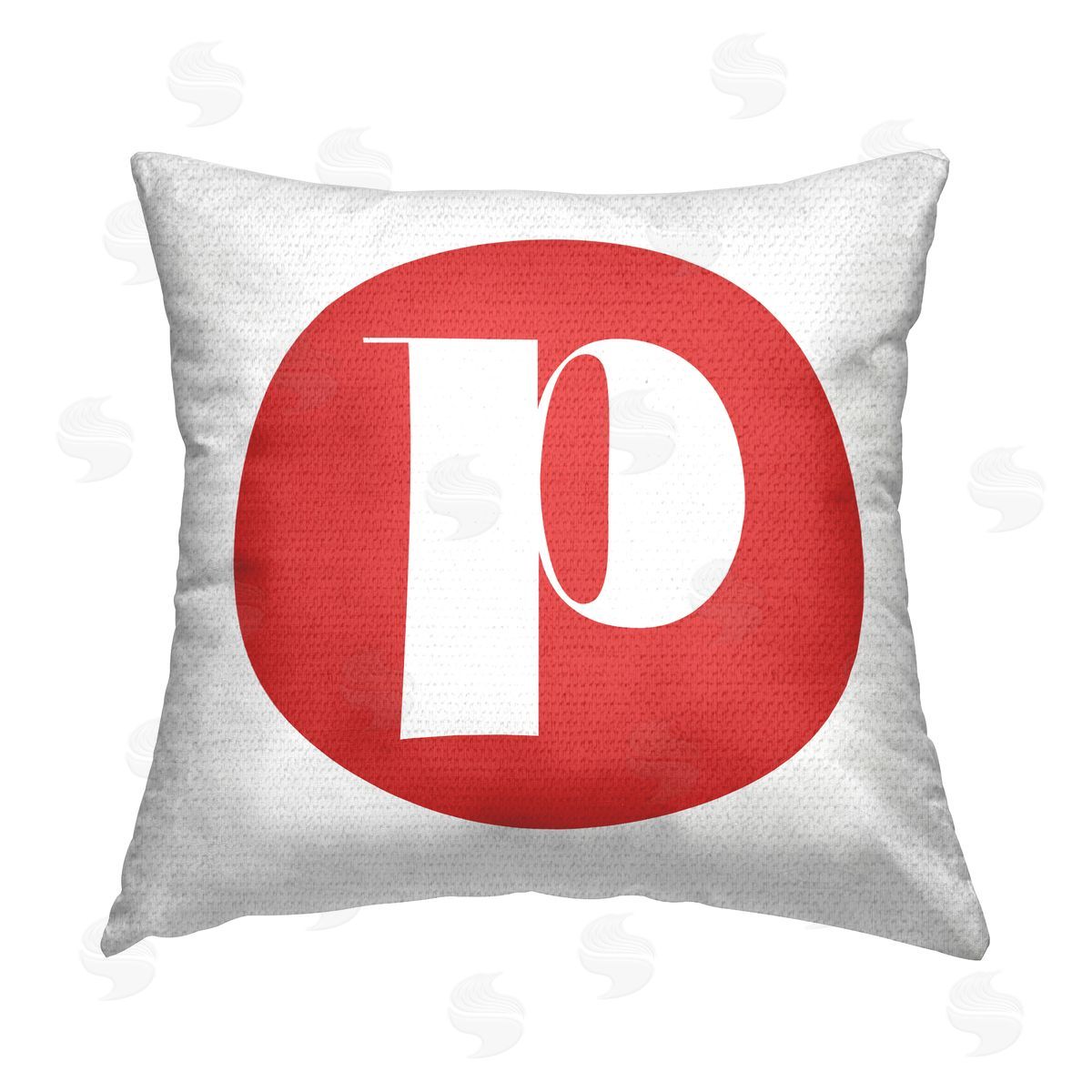 Stupell Studio Red Initial P Outdoor Quick-Dry Polyester Printed Throw Pillow