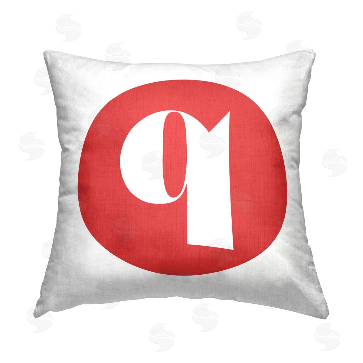 Stupell Studio Red Initial Q Printed Plush Polyester Throw Pillow