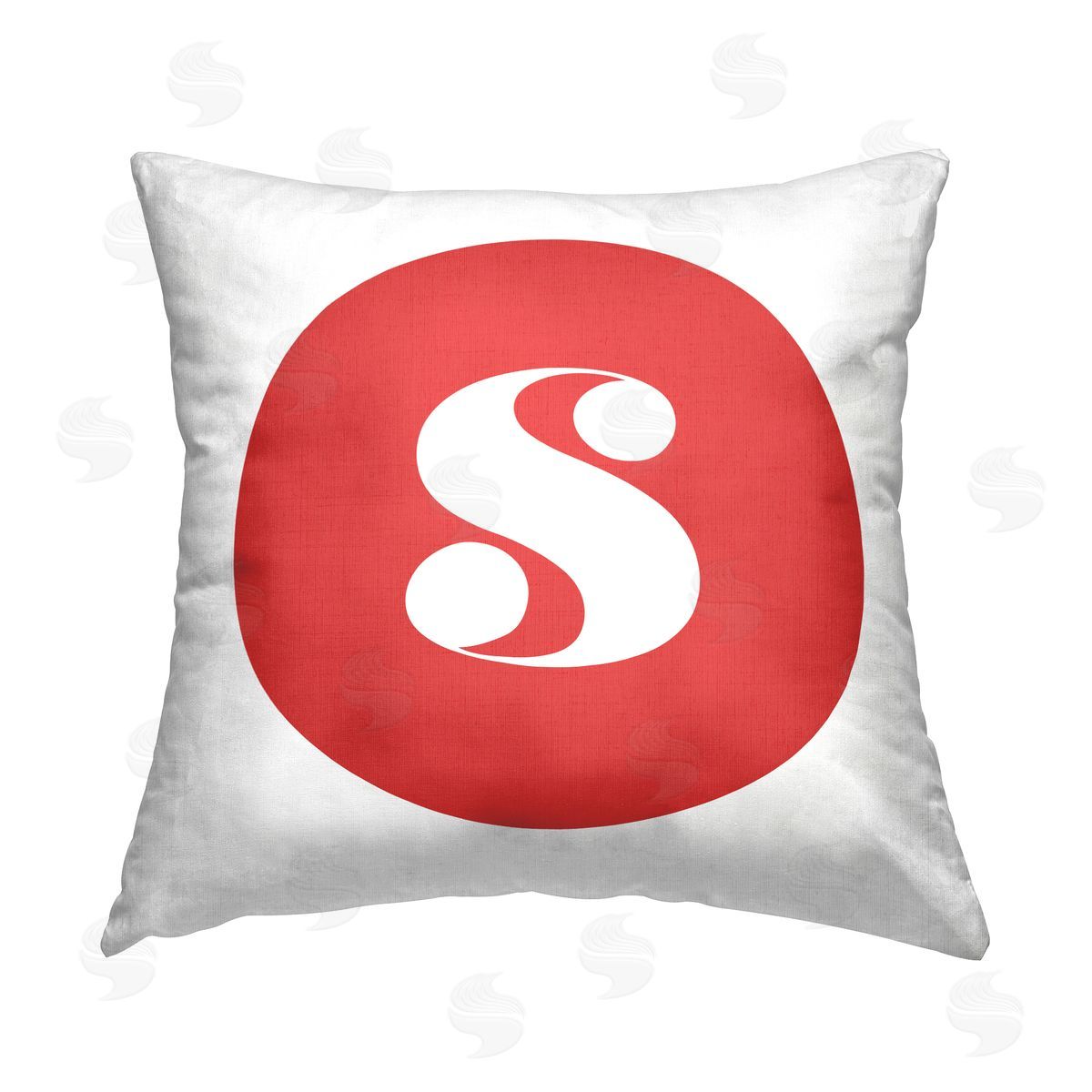 Stupell Studio Red Initial S Printed Plush Polyester Throw Pillow