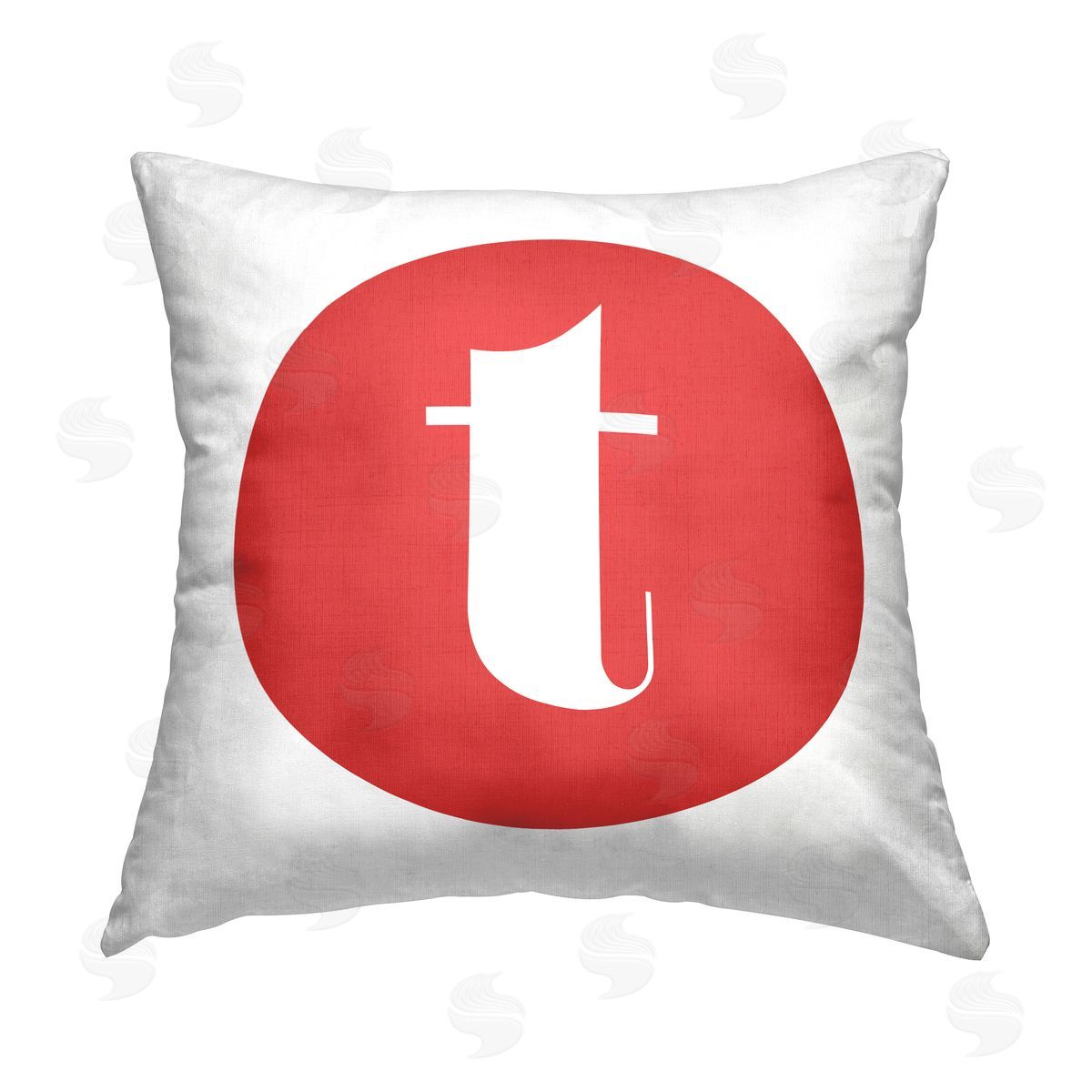 Stupell Studio Red Initial T Printed Plush Polyester Throw Pillow