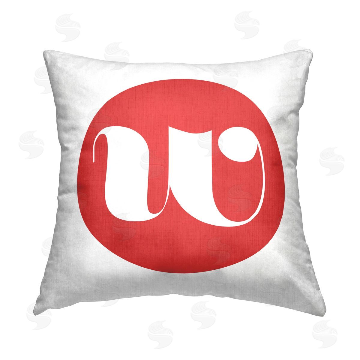 Stupell Studio Red Initial W Printed Plush Polyester Throw Pillow