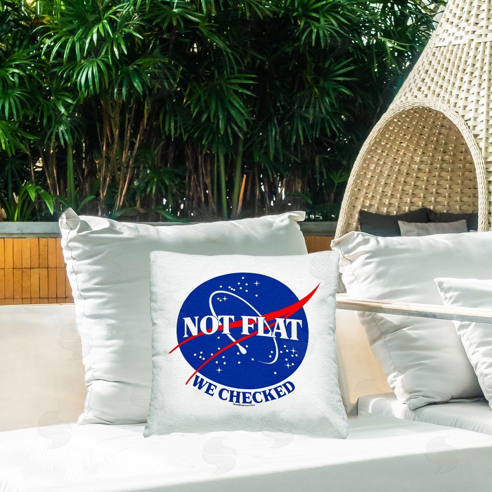 Off World Designs Not Flat We Checked Outdoor Quick-Dry Polyester Printed Throw Pillow in Back Yard