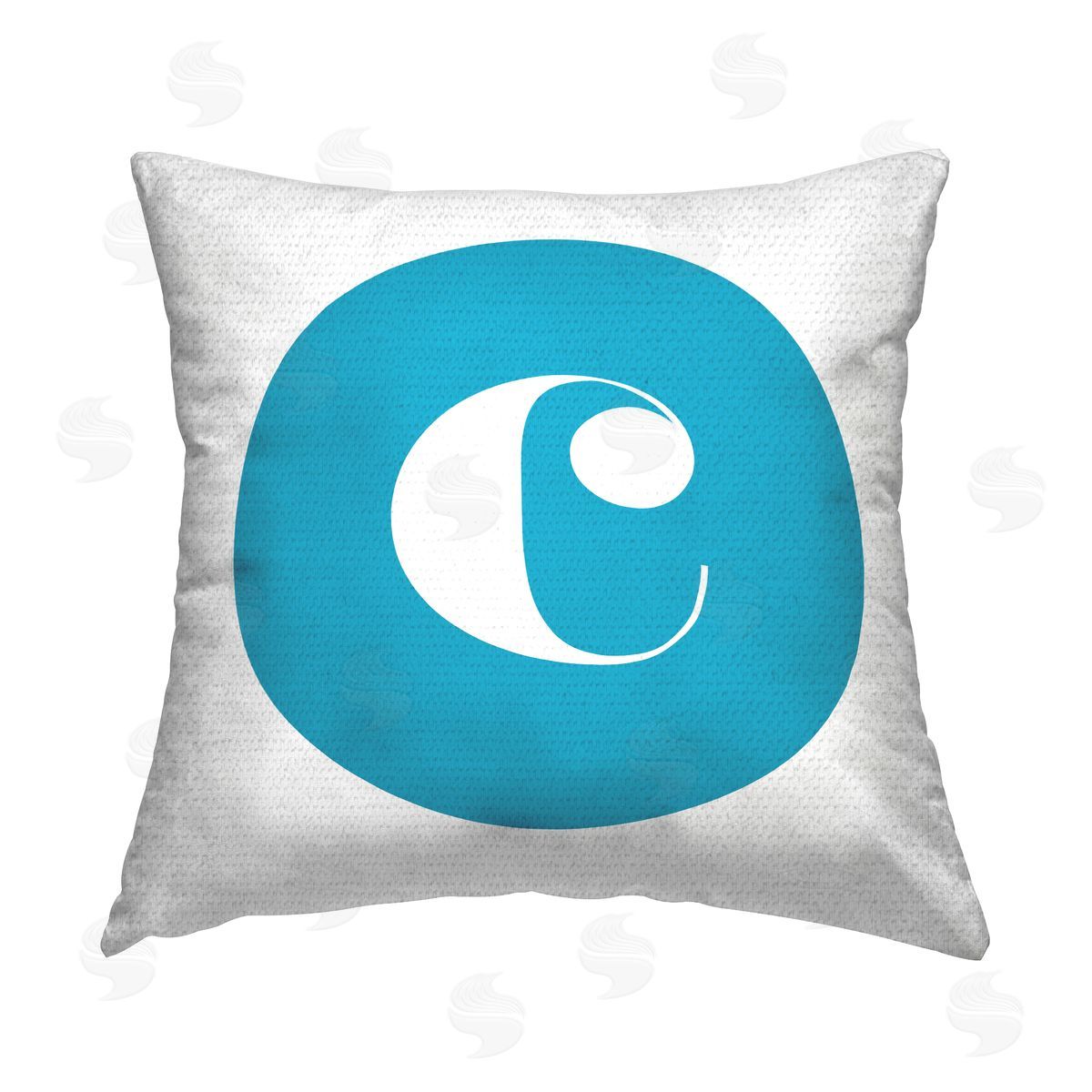 Stupell Studio Blue Initial C Outdoor Quick-Dry Polyester Printed Throw Pillow