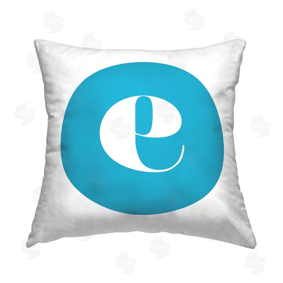 Stupell Studio Blue Initial E Printed Plush Polyester Throw Pillow