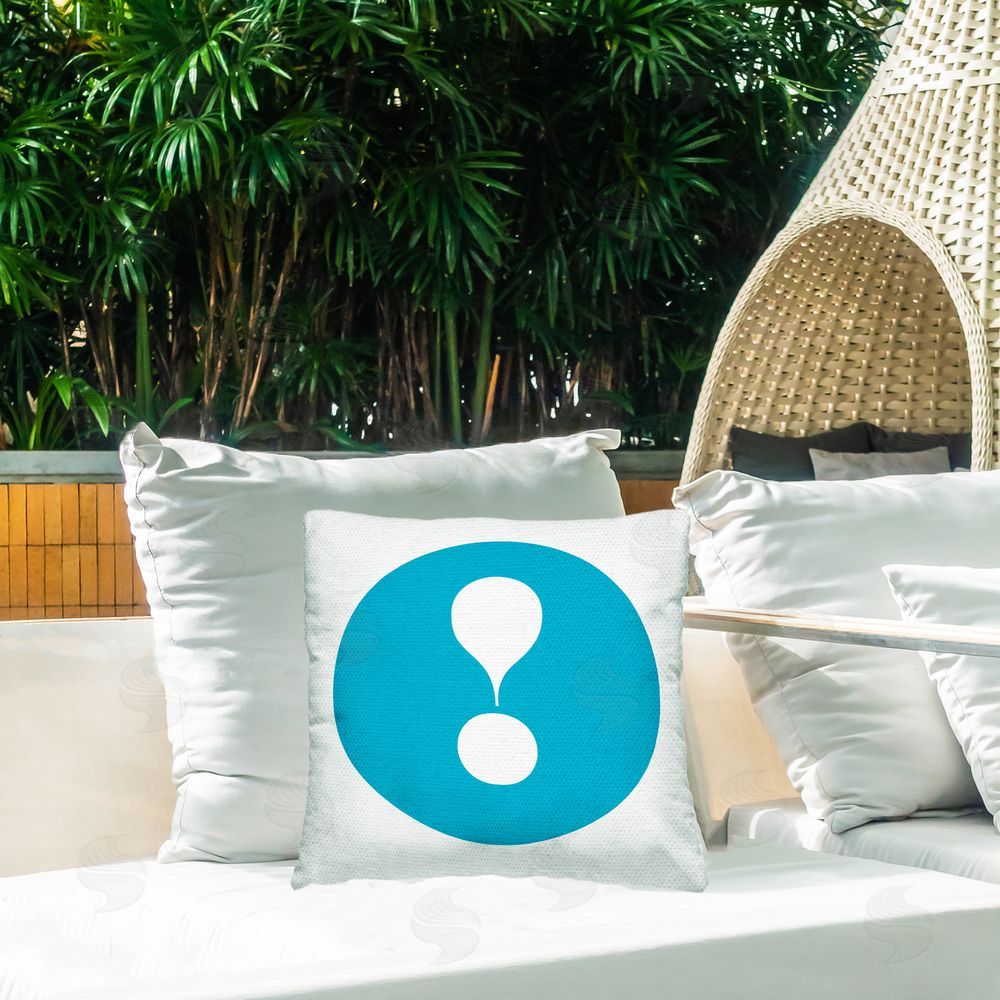 Stupell Studio Blue Exclamation Initial Outdoor Quick-Dry Polyester Printed Throw Pillow in Back Yard