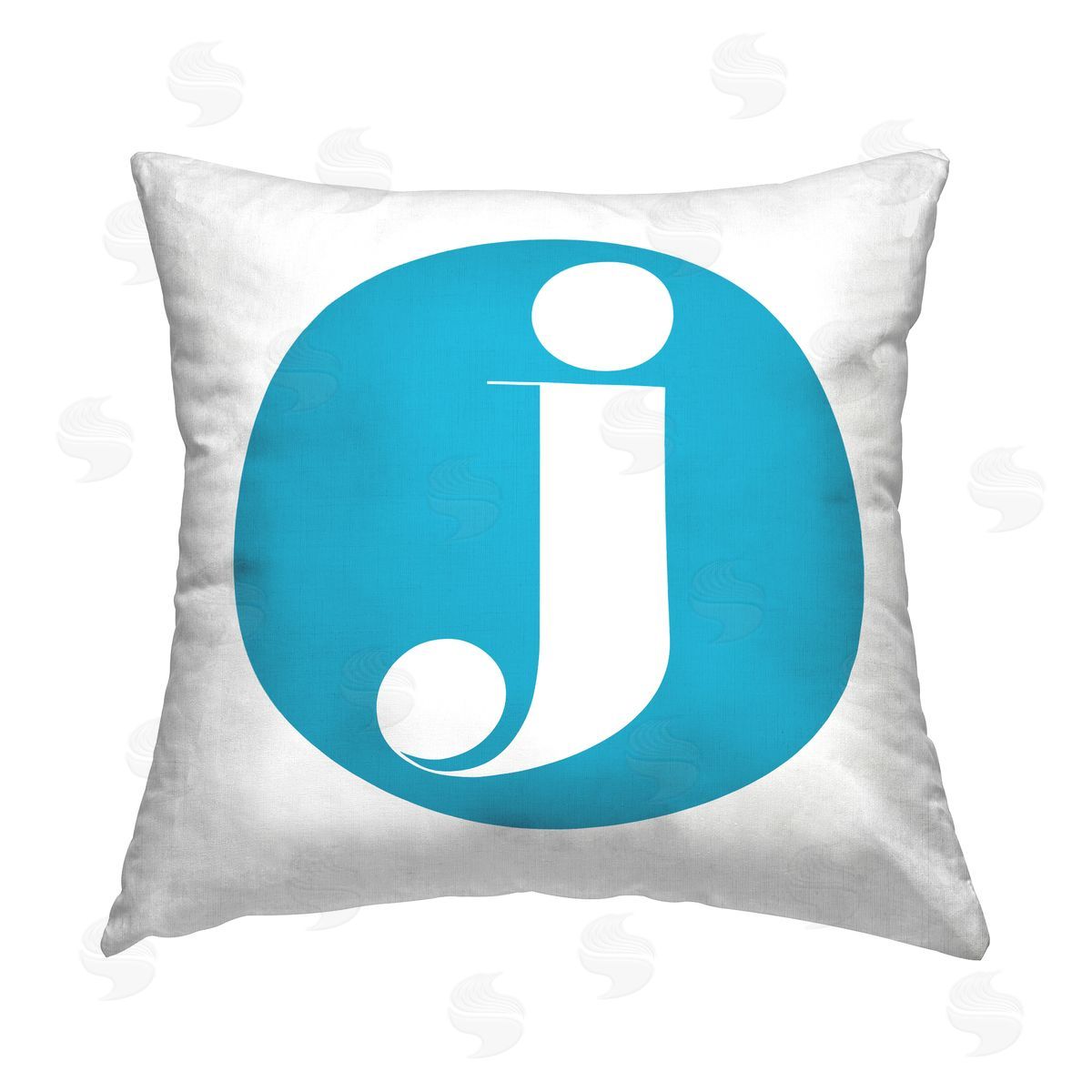 Stupell Studio Blue Initial J Printed Plush Polyester Throw Pillow