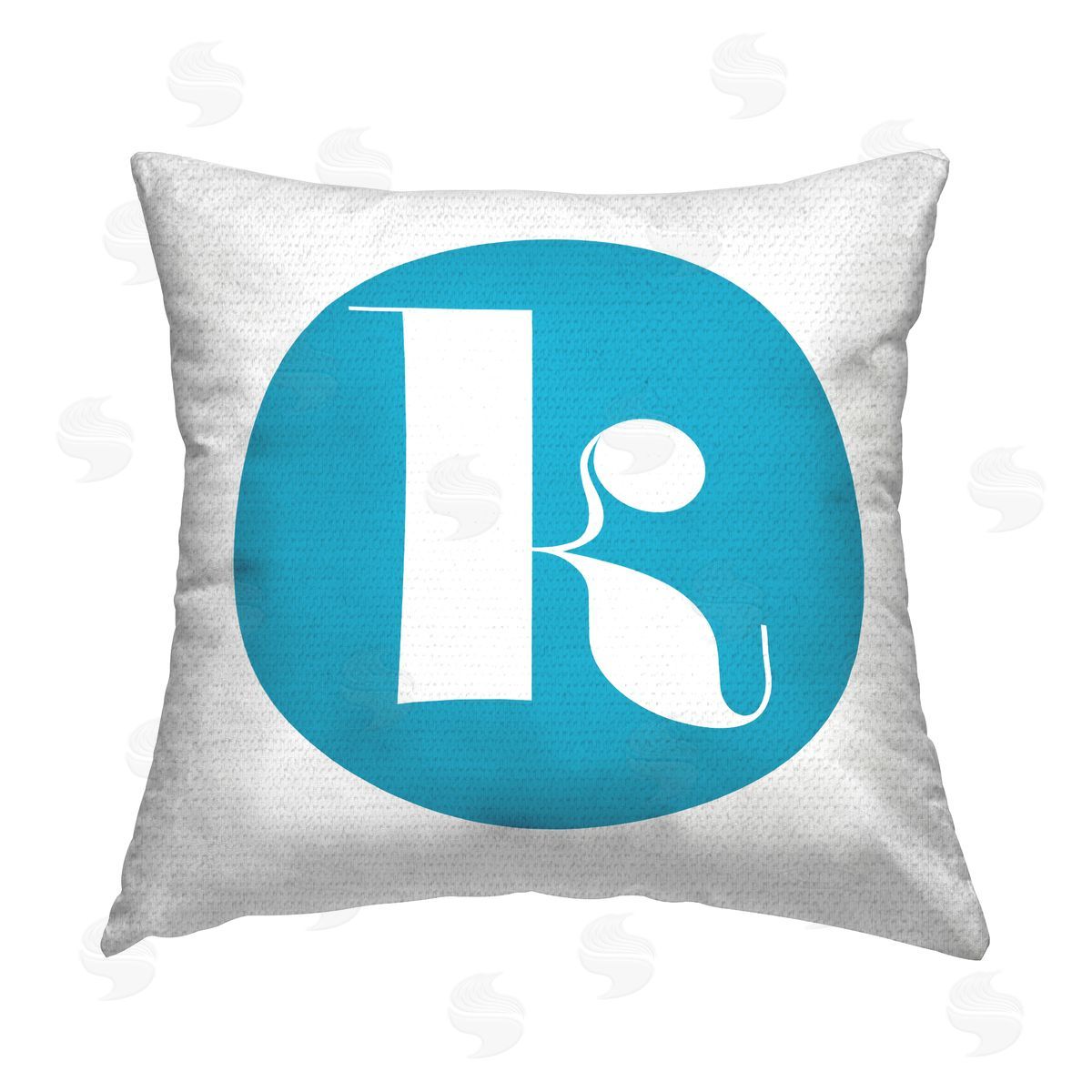 Stupell Studio Blue Initial K Outdoor Quick-Dry Polyester Printed Throw Pillow