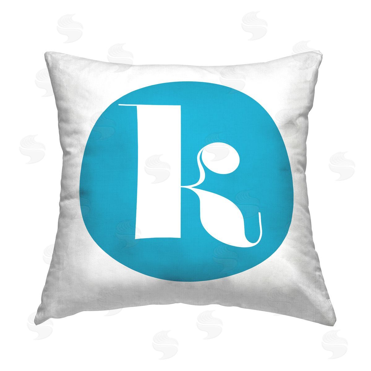 Stupell Studio Blue Initial K Printed Plush Polyester Throw Pillow