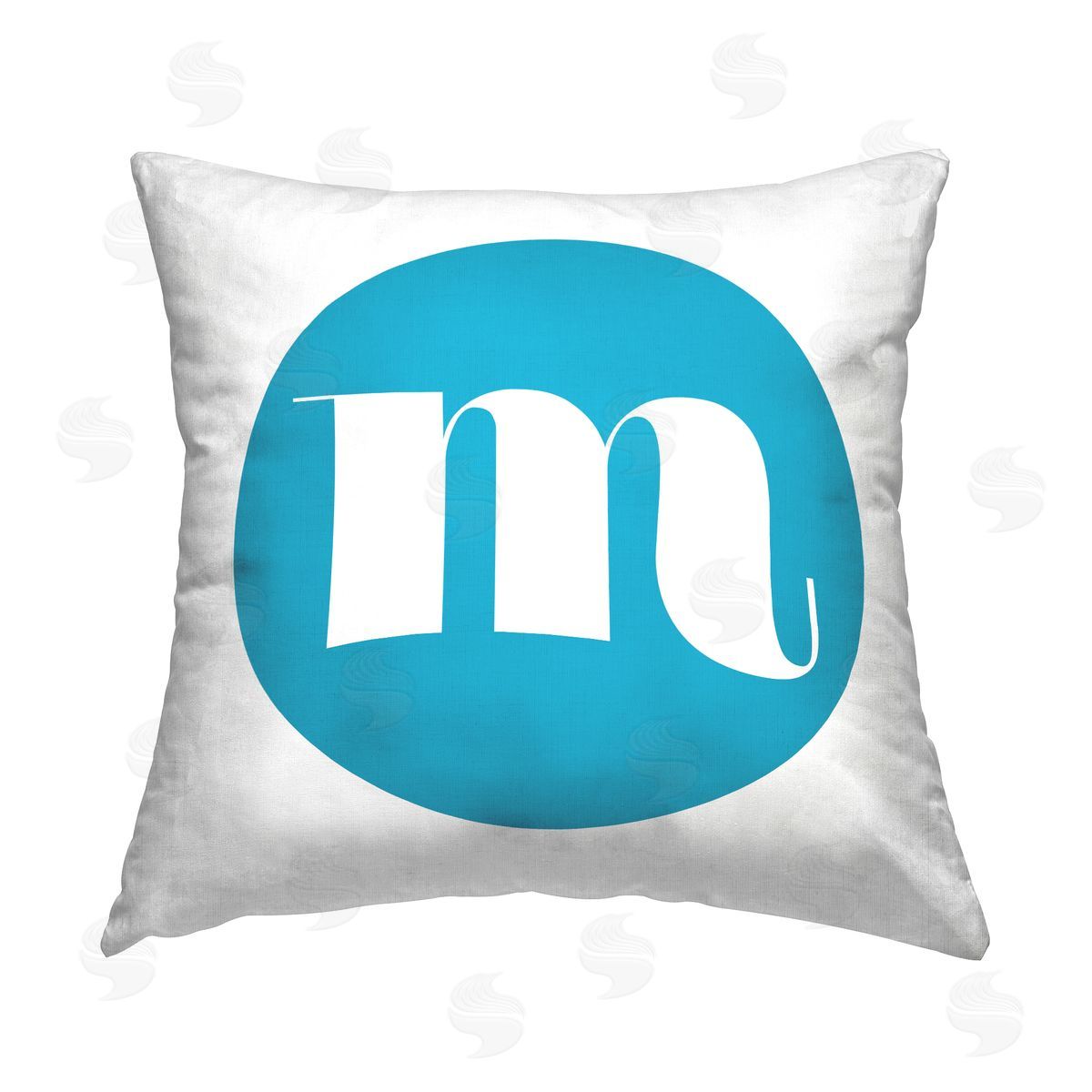 Stupell Studio Blue Initial M Printed Plush Polyester Throw Pillow