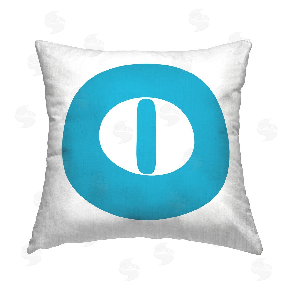 Stupell Studio Blue Initial O Printed Plush Polyester Throw Pillow