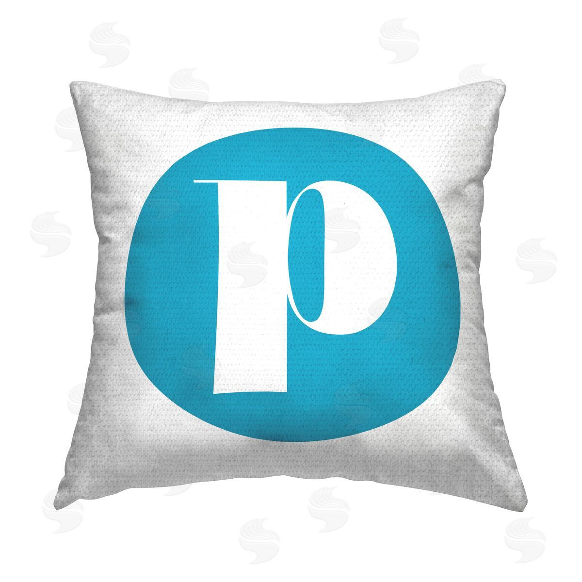 Stupell Studio Blue Initial P Outdoor Quick-Dry Polyester Printed Throw Pillow