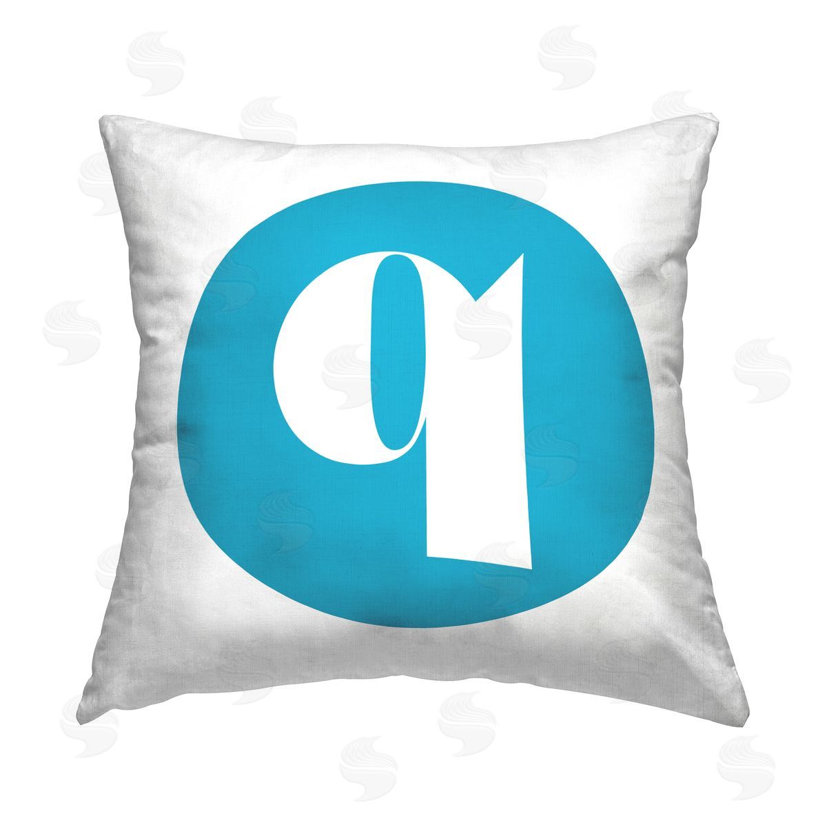 Stupell Studio Blue Initial Q Printed Plush Polyester Throw Pillow