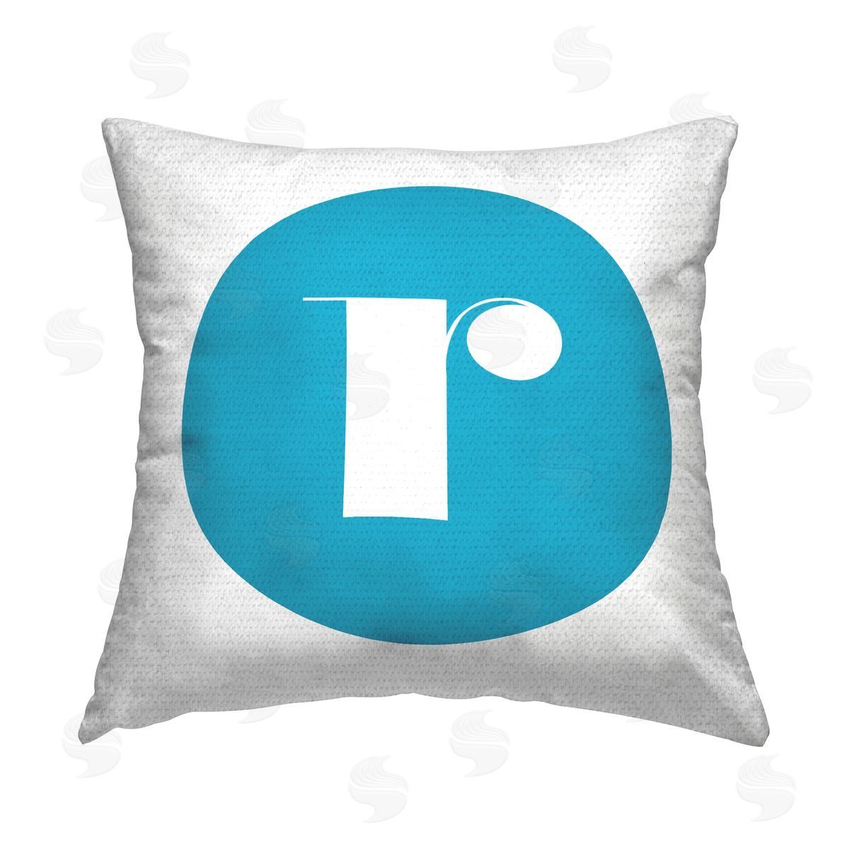 Stupell Studio Blue Initial R Outdoor Quick-Dry Polyester Printed Throw Pillow
