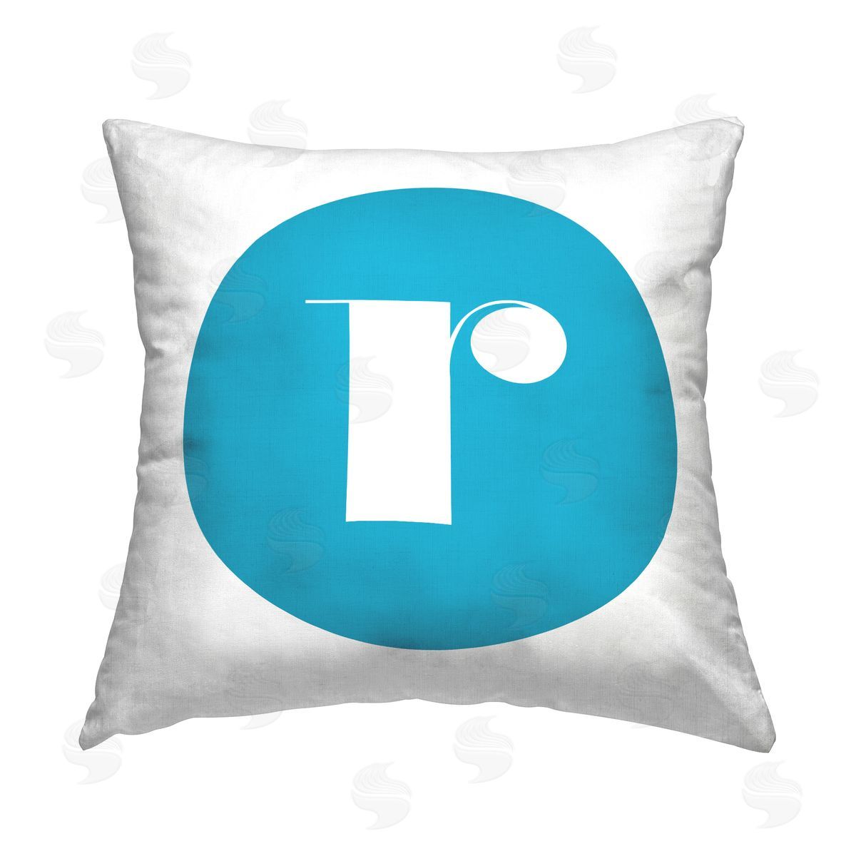 Stupell Studio Blue Initial R Printed Plush Polyester Throw Pillow