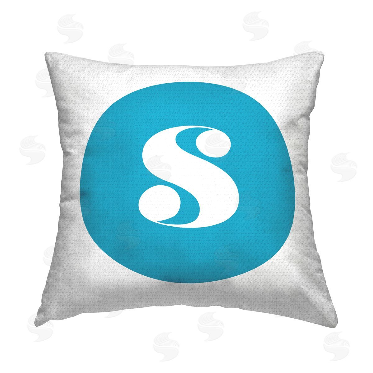 Stupell Studio Blue Initial S Outdoor Quick-Dry Polyester Printed Throw Pillow