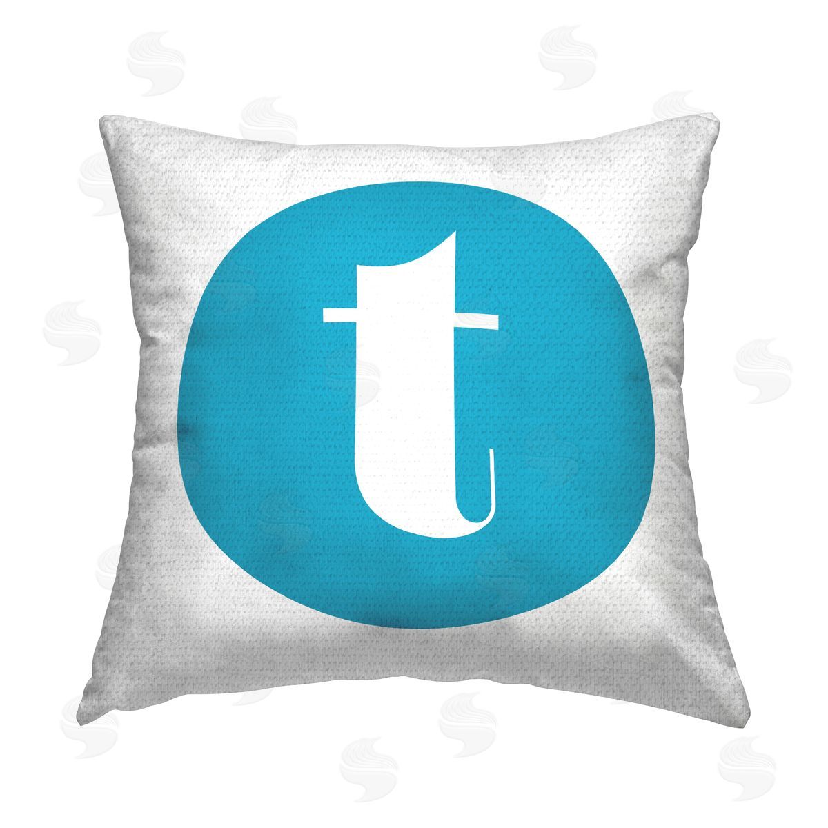 Stupell Studio Blue Initial T Outdoor Quick-Dry Polyester Printed Throw Pillow