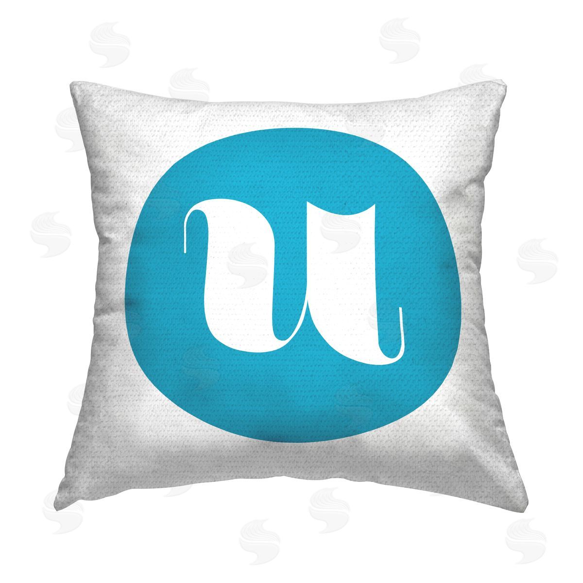 Stupell Studio Blue Initial U Outdoor Quick-Dry Polyester Printed Throw Pillow