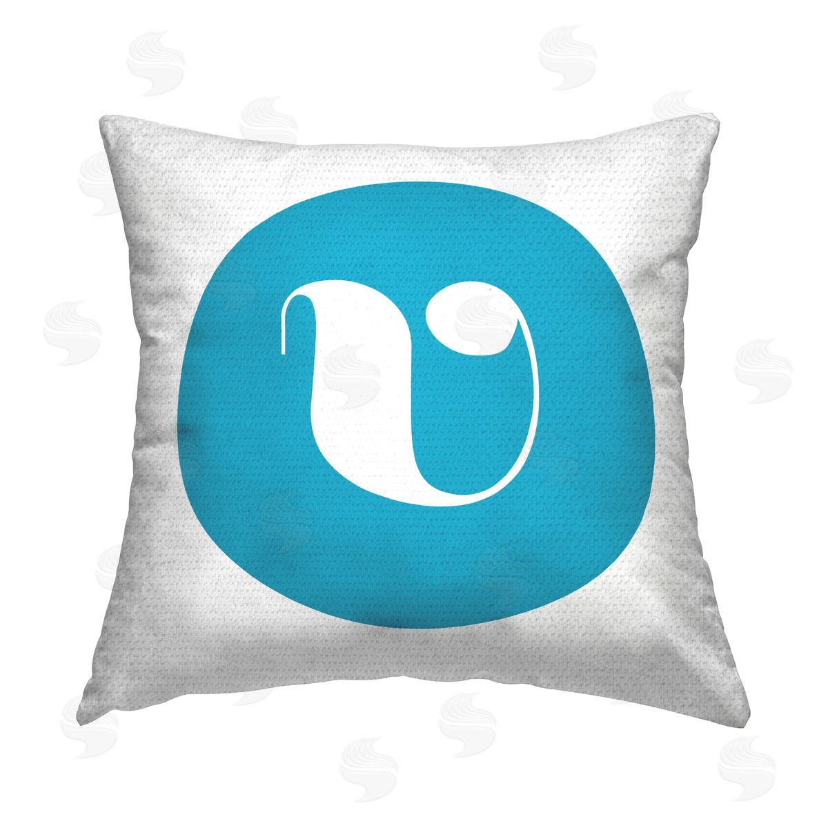 Stupell Studio Blue Initial V Outdoor Quick-Dry Polyester Printed Throw Pillow