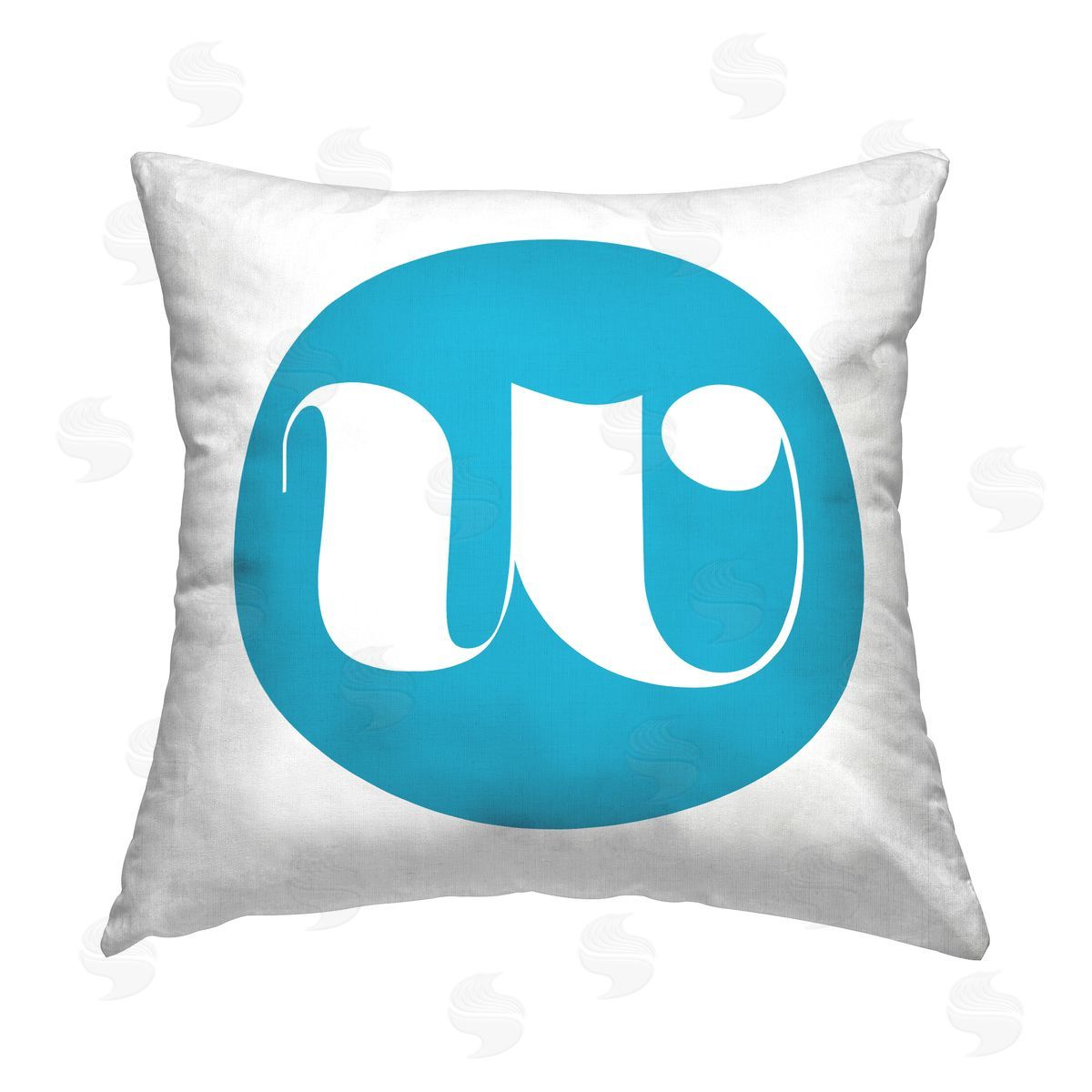Stupell Studio Blue Initial W Printed Plush Polyester Throw Pillow