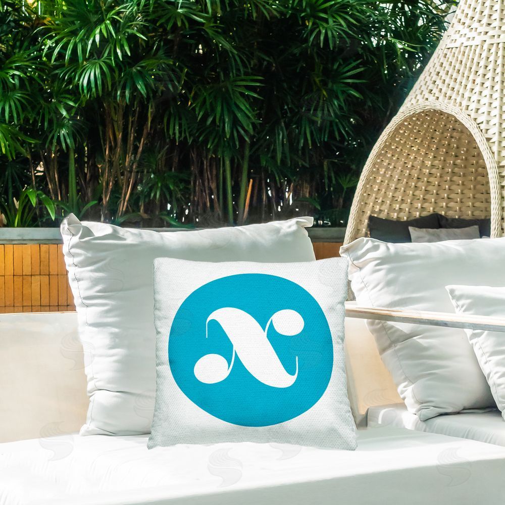 Stupell Studio Blue Initial X Outdoor Quick-Dry Polyester Printed Throw Pillow in Back Yard