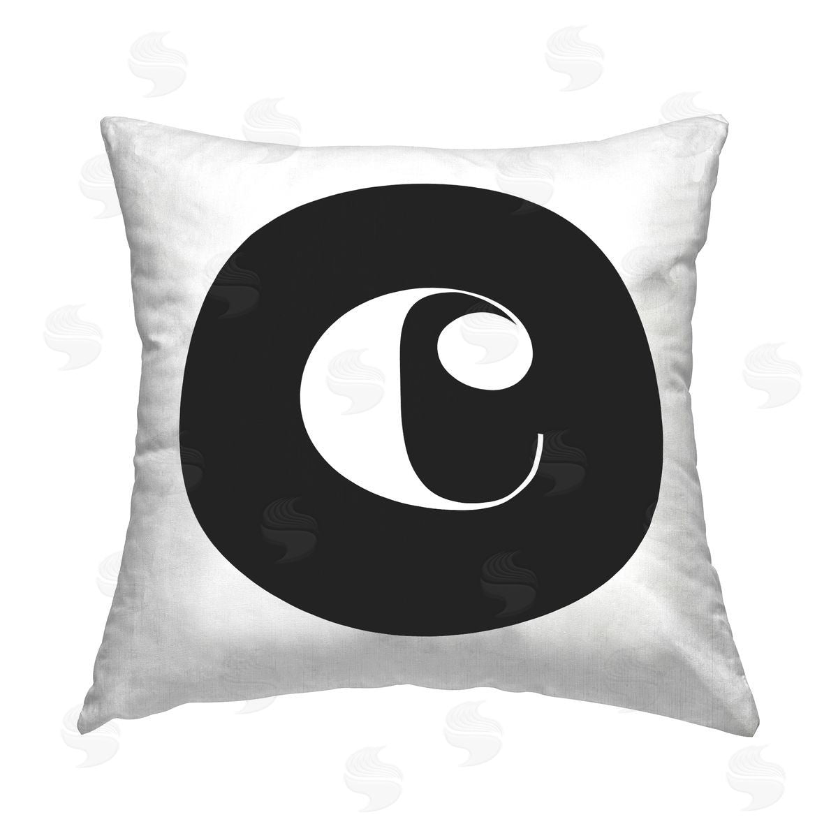 Stupell Studio Black Initial C Printed Plush Polyester Throw Pillow