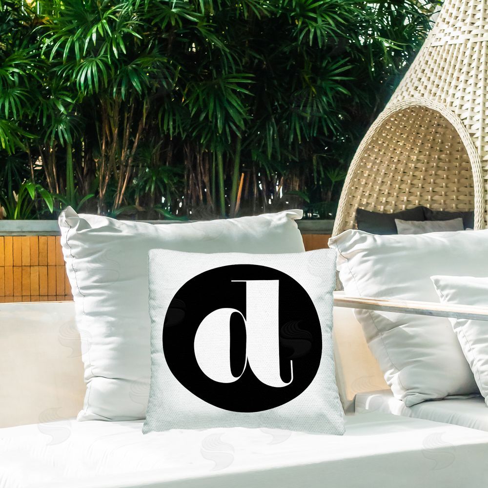 Stupell Studio Black Initial D Outdoor Quick-Dry Polyester Printed Throw Pillow in Back Yard