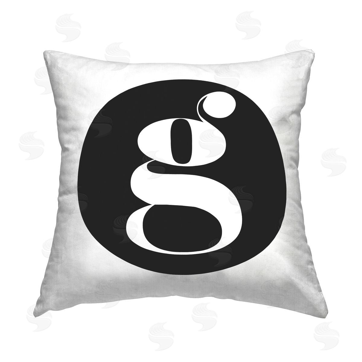 Stupell Studio Black Initial G Printed Plush Polyester Throw Pillow