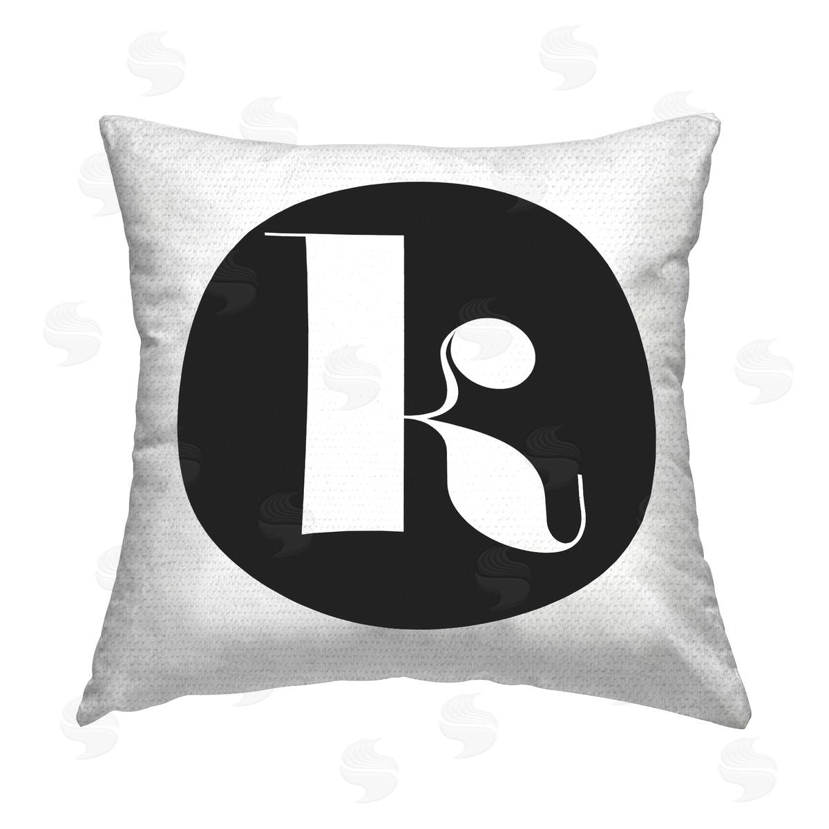 Stupell Studio Black Initial K Outdoor Quick-Dry Polyester Printed Throw Pillow