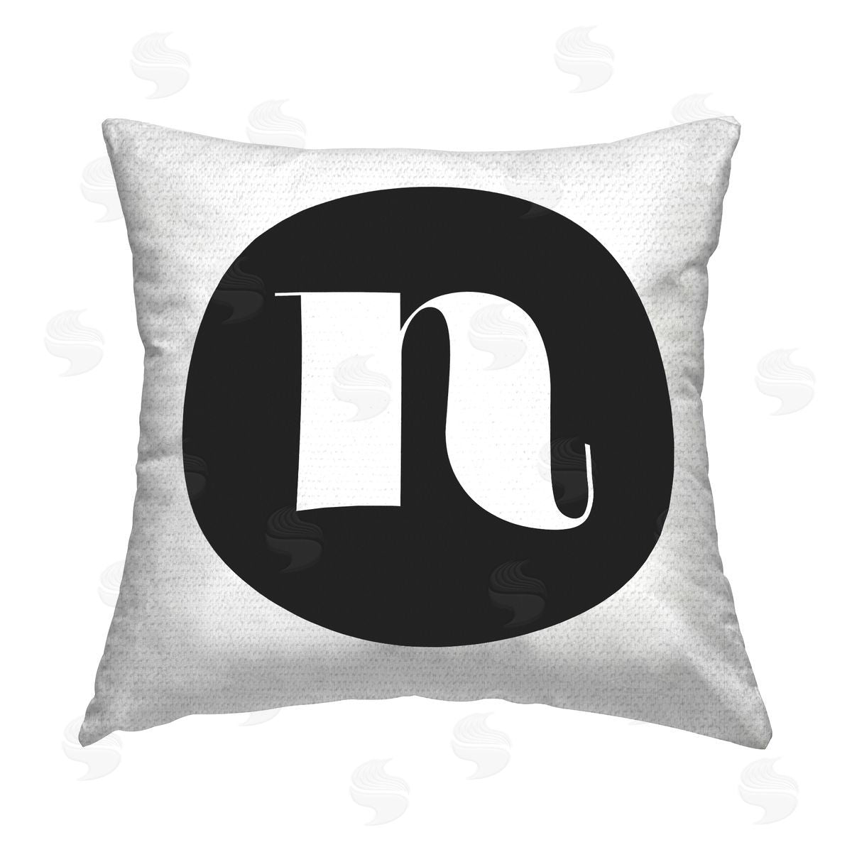 Stupell Studio Black Initial N Outdoor Quick-Dry Polyester Printed Throw Pillow