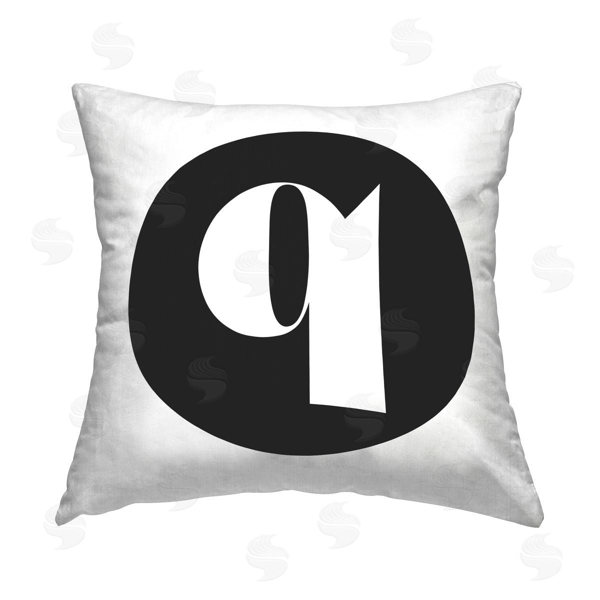 Stupell Studio Black Initial Q Printed Plush Polyester Throw Pillow