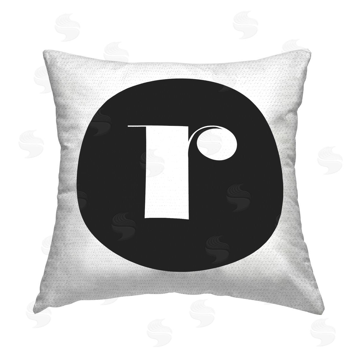 Stupell Studio Black Initial R Outdoor Quick-Dry Polyester Printed Throw Pillow