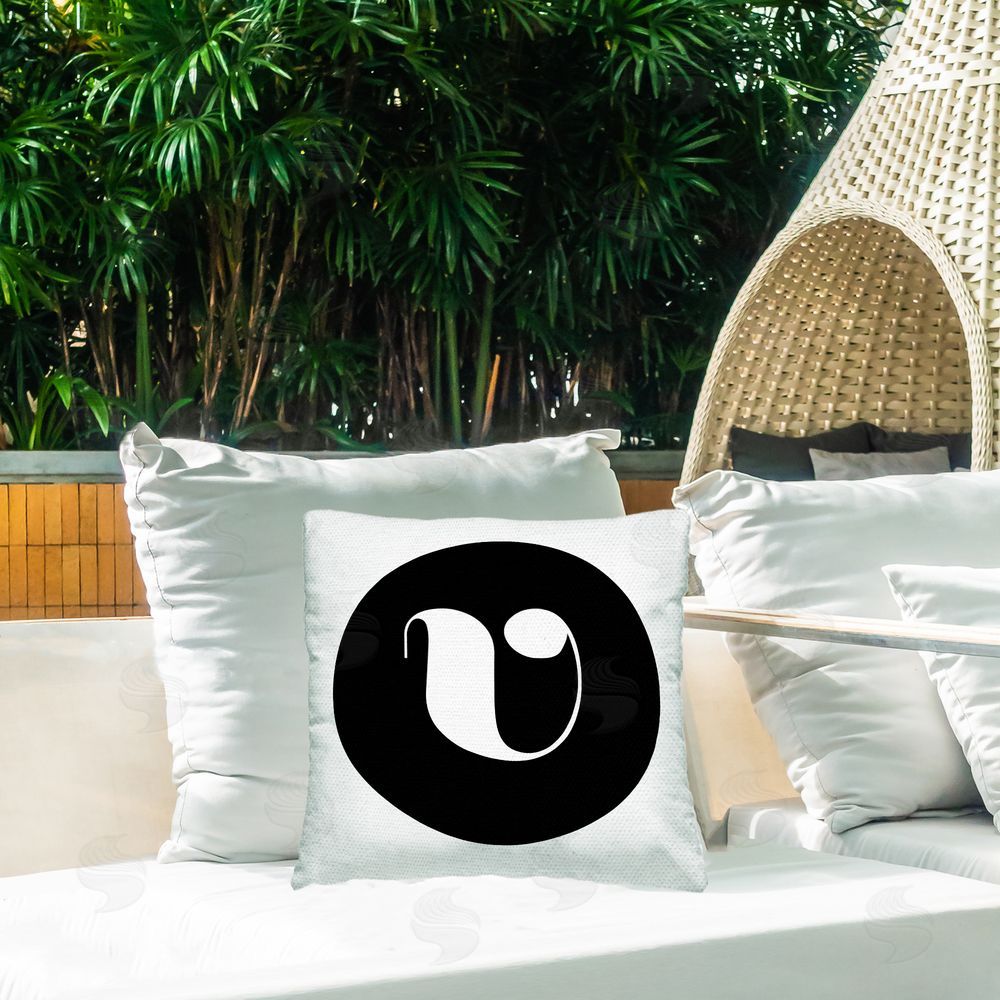 Stupell Studio Black Initial V Outdoor Quick-Dry Polyester Printed Throw Pillow in Back Yard