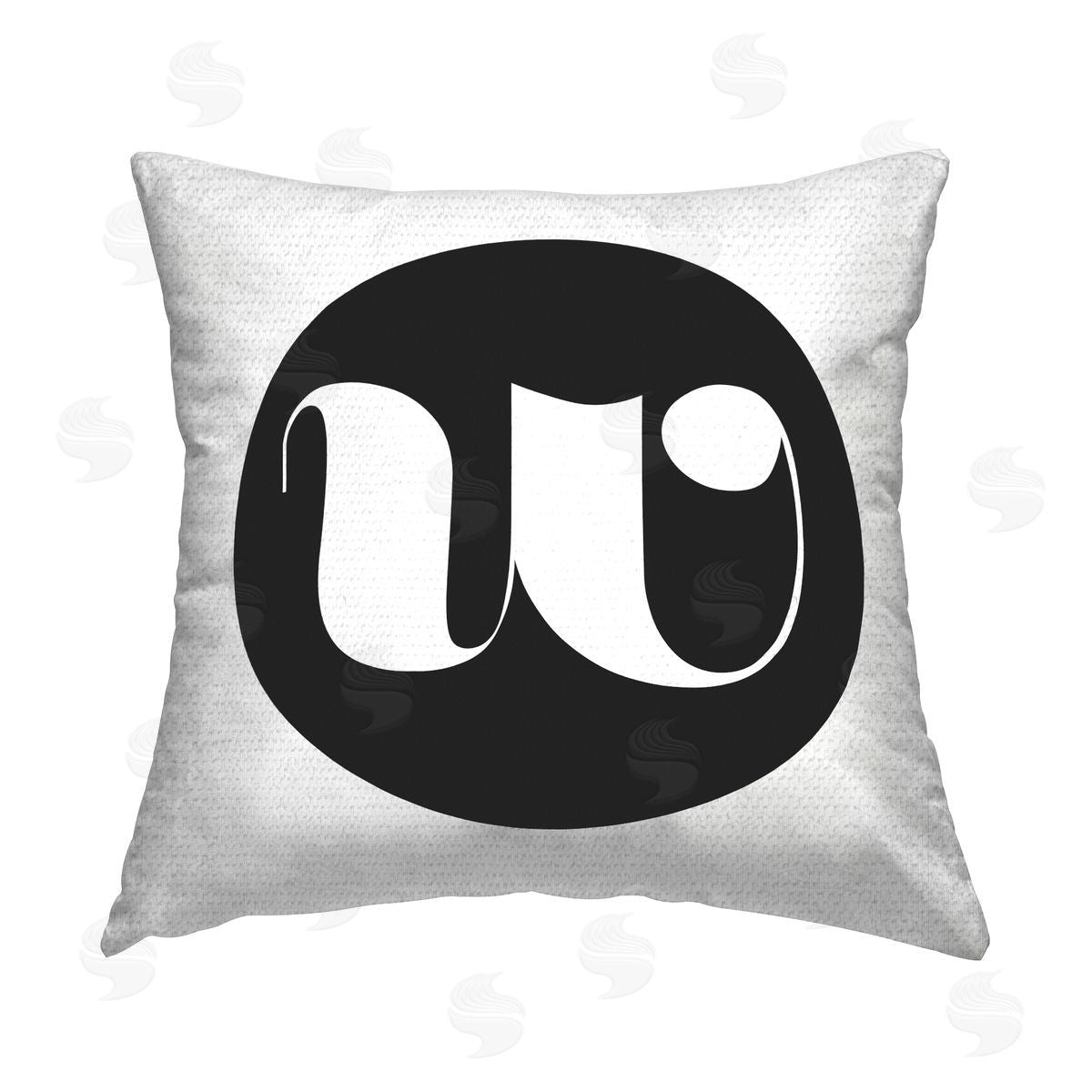 Stupell Studio Black Initial W Outdoor Quick-Dry Polyester Printed Throw Pillow