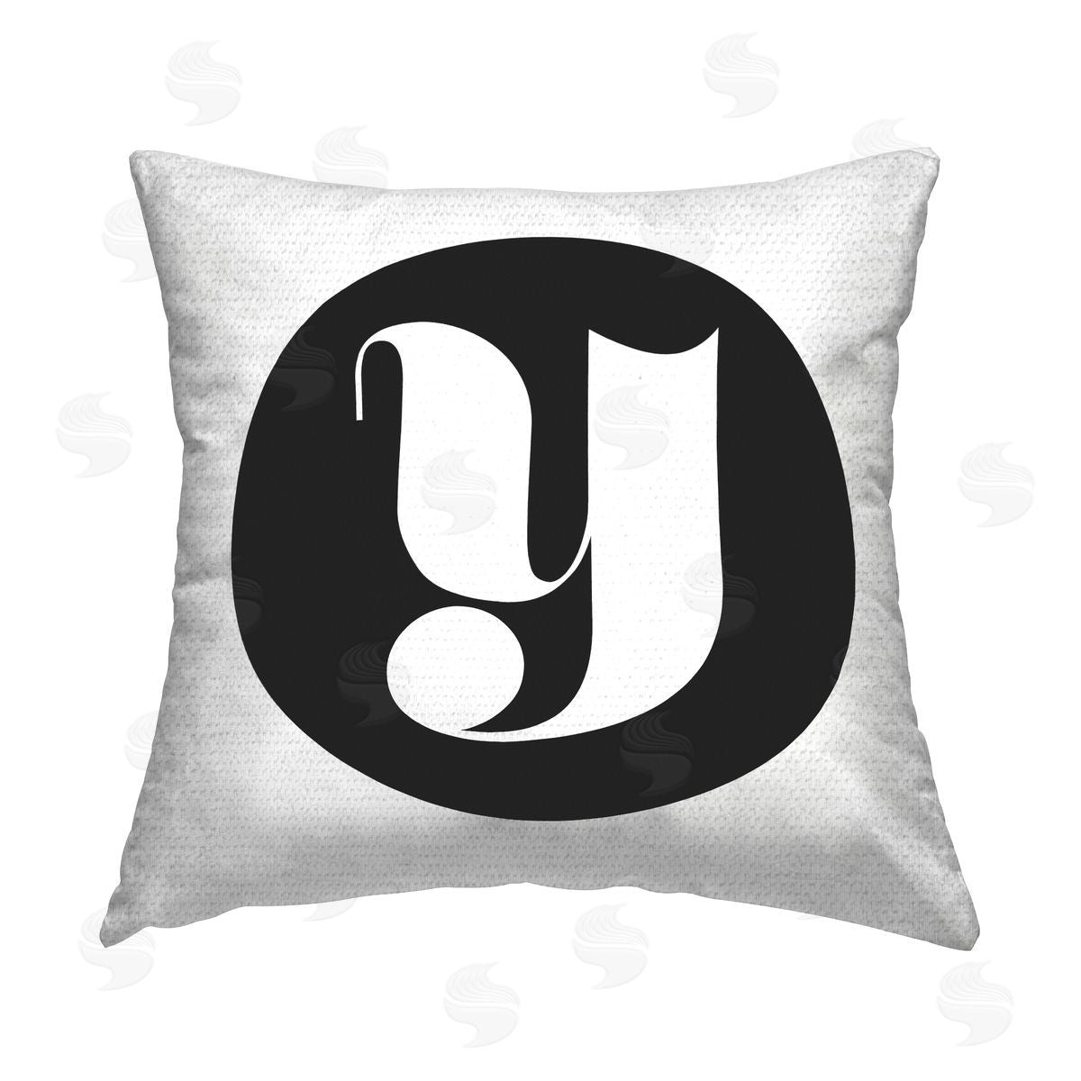 Stupell Studio Black Initial Y Outdoor Quick-Dry Polyester Printed Throw Pillow