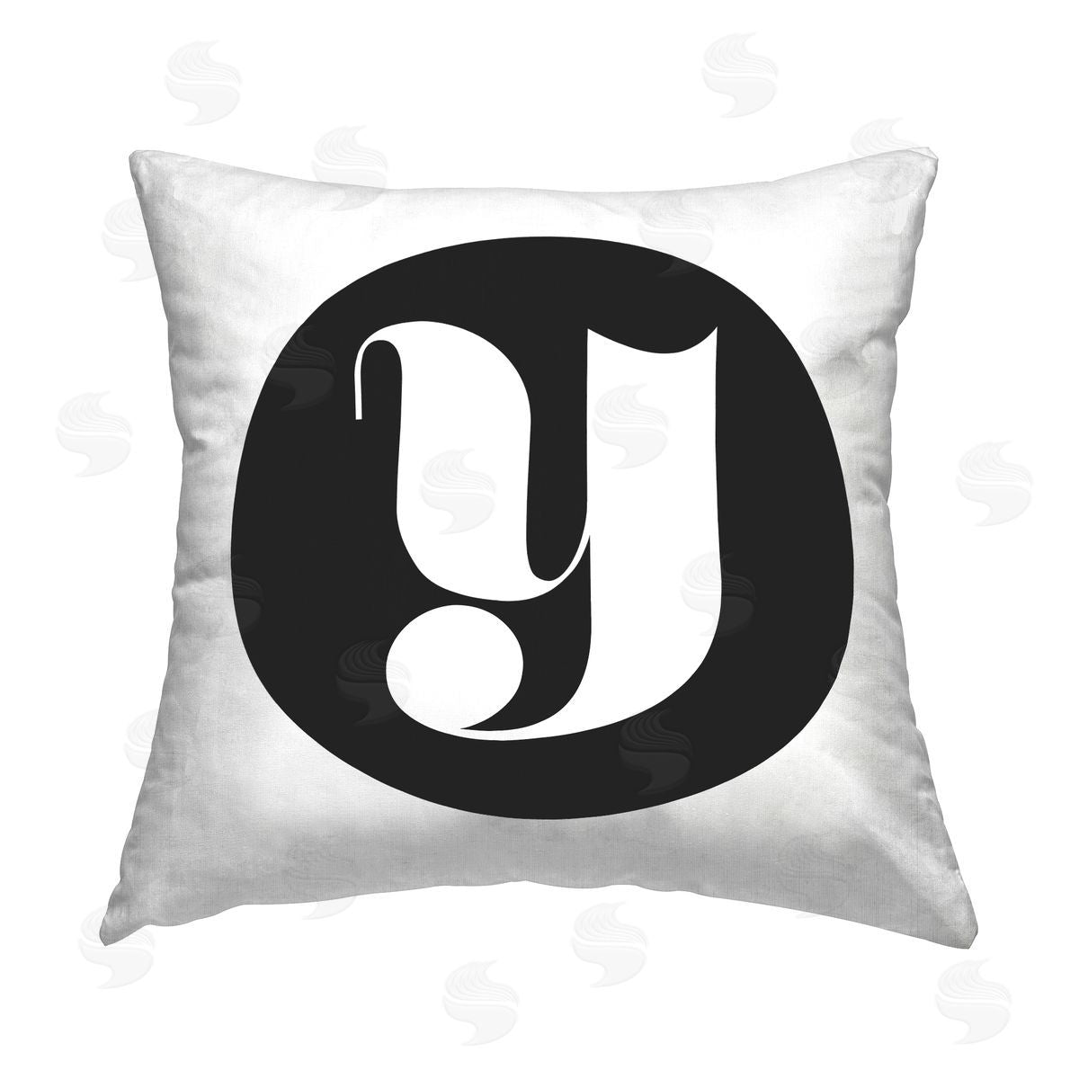 Stupell Studio Black Initial Y Printed Plush Polyester Throw Pillow