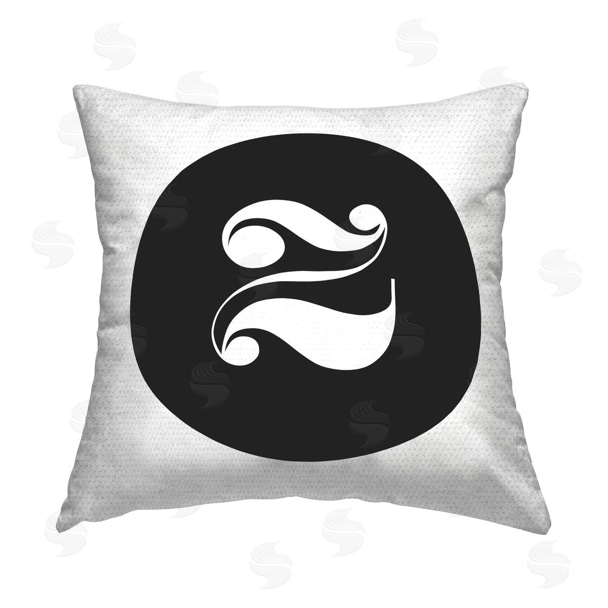 Stupell Studio Black Initial Z Outdoor Quick-Dry Polyester Printed Throw Pillow