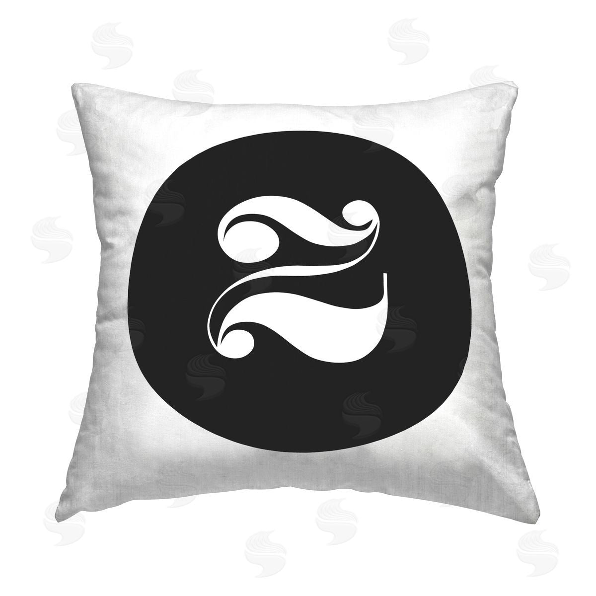 Stupell Studio Black Initial Z Printed Plush Polyester Throw Pillow