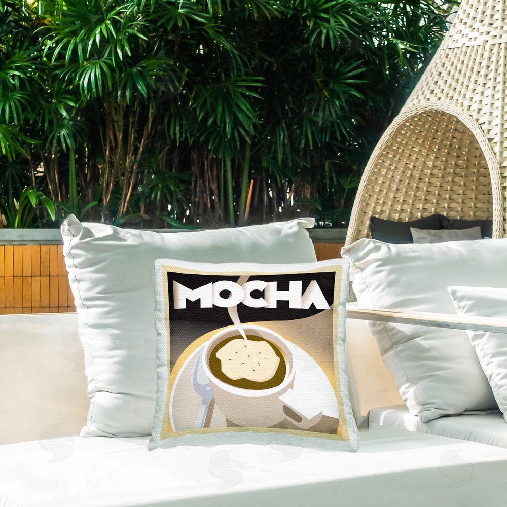 Richard Weiss Vintage Mocha Latte Outdoor Quick-Dry Polyester Printed Throw Pillow in Back Yard
