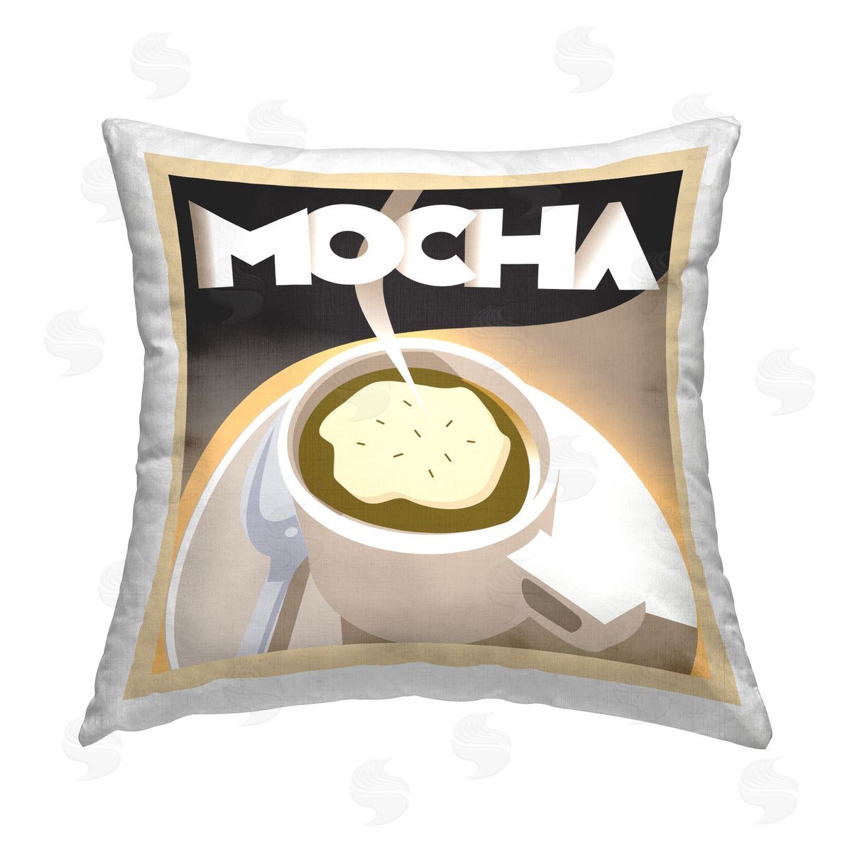 Richard Weiss Vintage Mocha Latte Printed Plush Polyester Throw Pillow