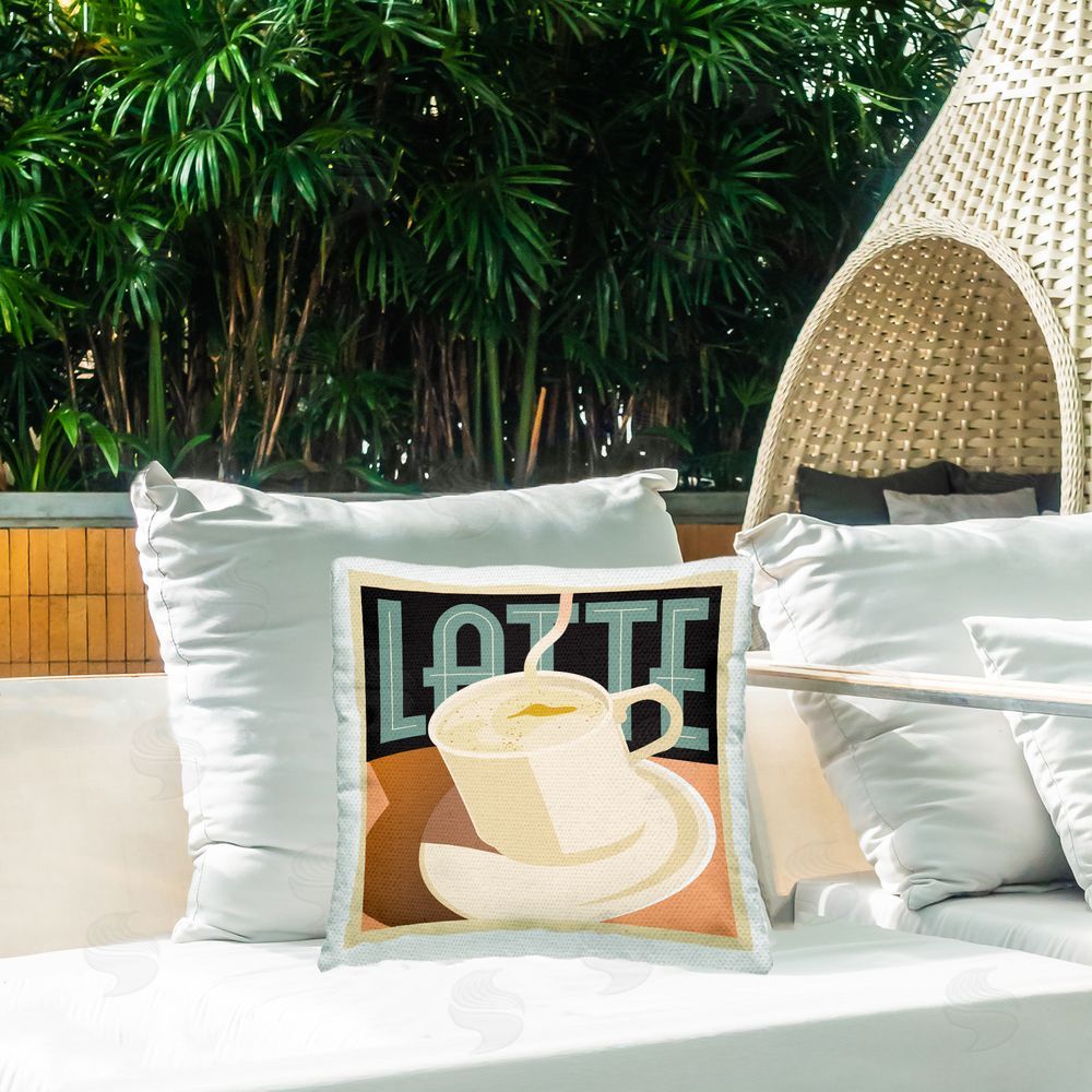 Richard Weiss Vintage Latte Mug Outdoor Quick-Dry Polyester Printed Throw Pillow in Back Yard