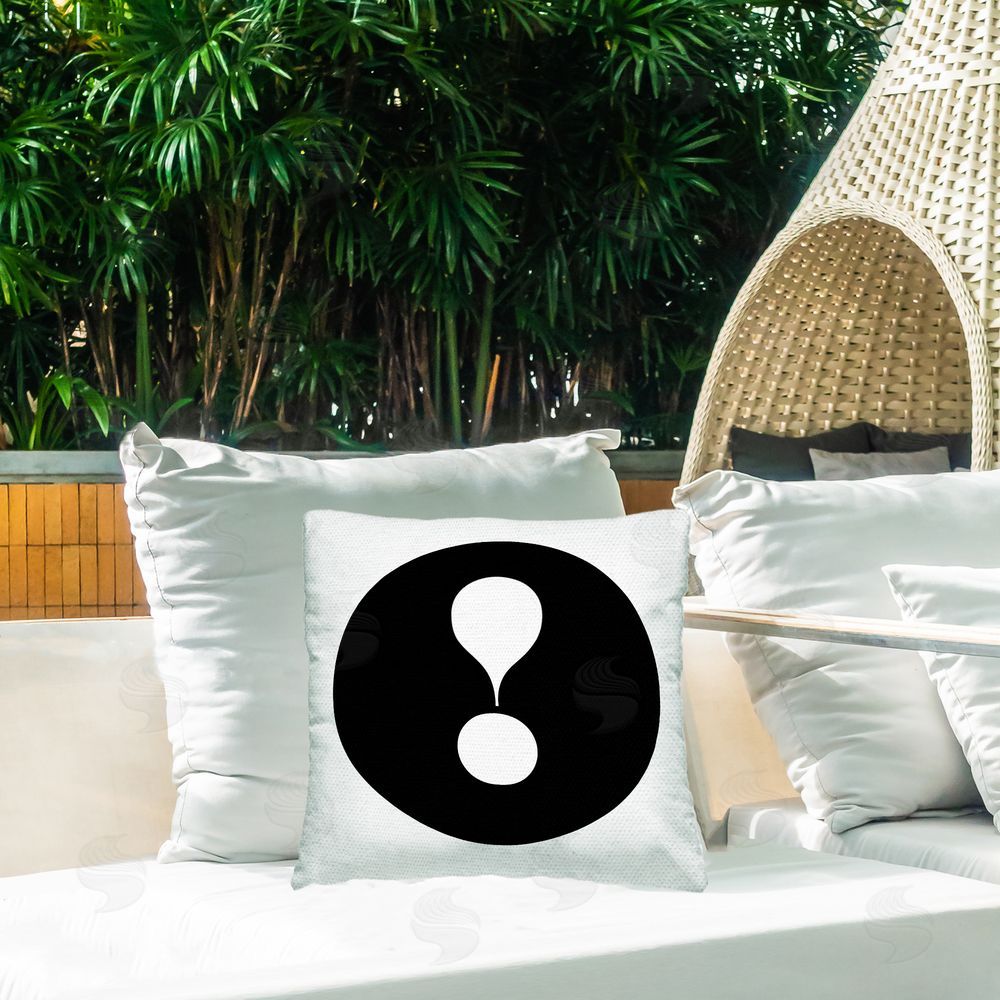 Stupell Studio Black Exclamation Initial Outdoor Quick-Dry Polyester Printed Throw Pillow in Back Yard