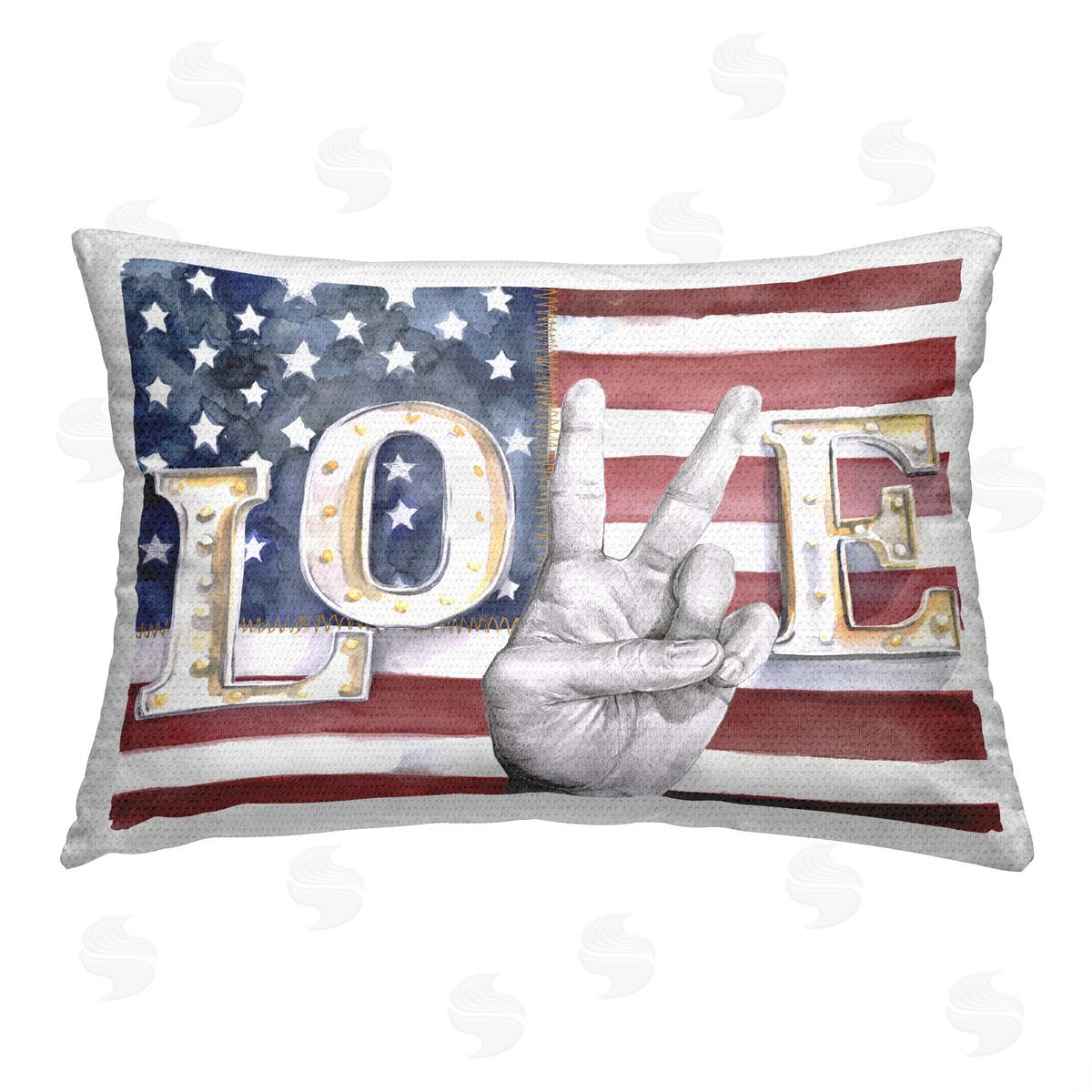 Jennifer Paxton Parker Americana Love Flag Outdoor Quick-Dry Polyester Printed Throw Pillow