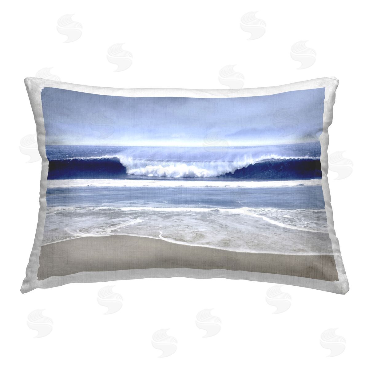 Devon Davis Blue Rolling Waves Printed Plush Polyester Throw Pillow