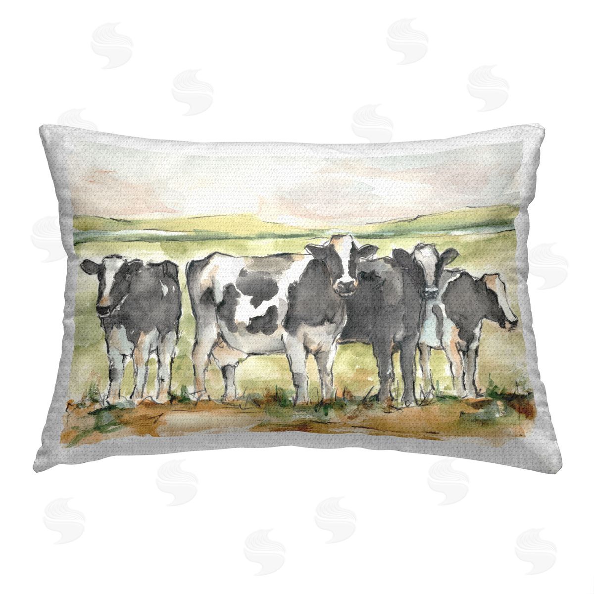 Ethan Harper Rural Cows Landscape Outdoor Quick-Dry Polyester Printed Throw Pillow