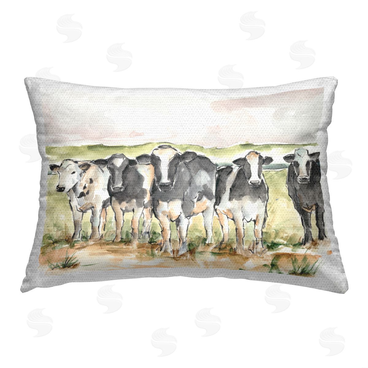 Ethan Harper Cows in Pasture Landscape Outdoor Quick-Dry Polyester Printed Throw Pillow