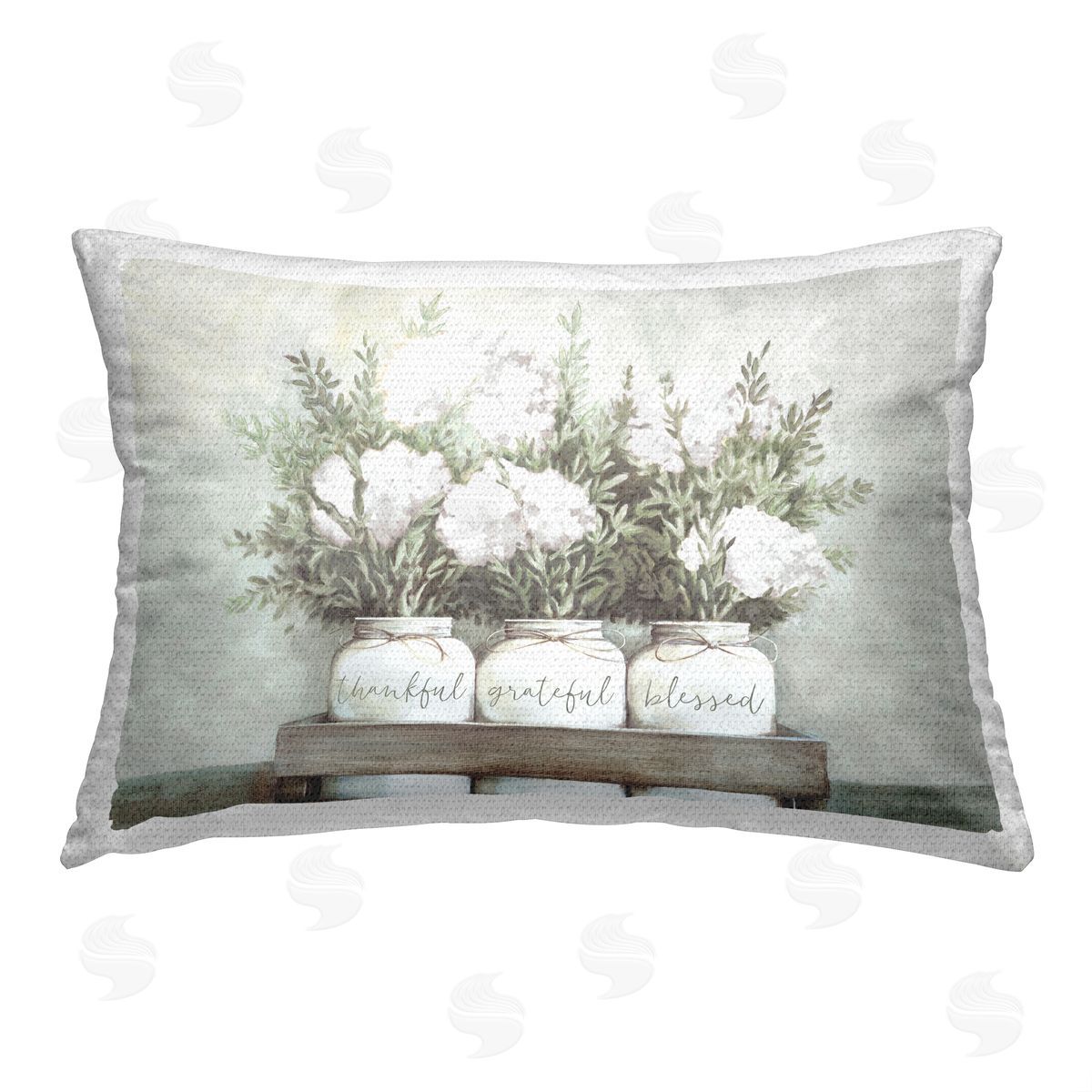 Dogwood Portfolio Thankful Grateful Florals Outdoor Quick-Dry Polyester Printed Throw Pillow